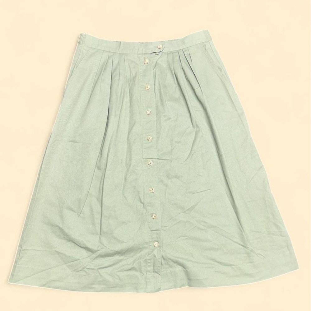 Vintage Napa Valley Maxi Skirt 12 Green Button Front Elastic Waist Pockets